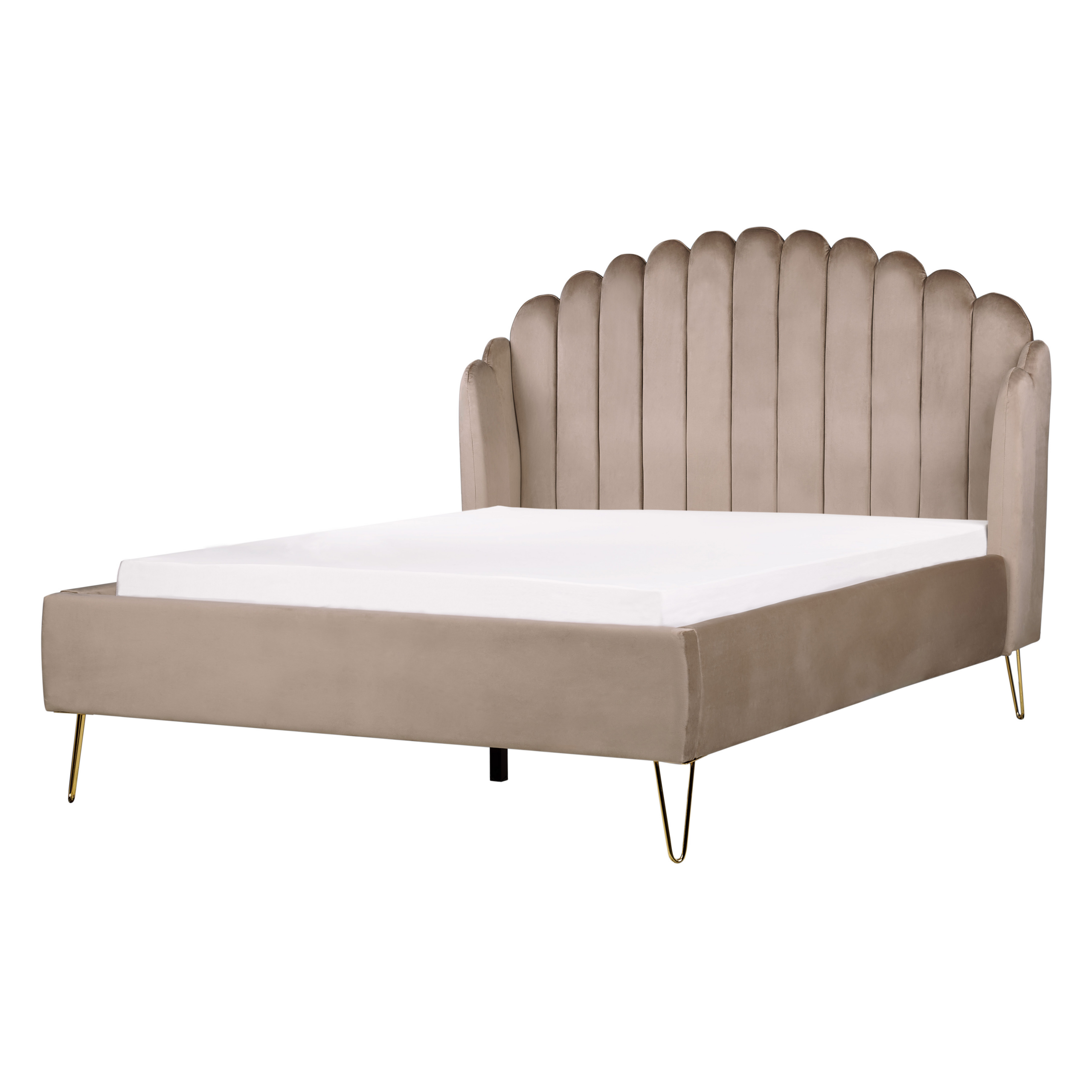 Säng med lamellram Sammet AMBILLOU 140 x 200 cm Taupe