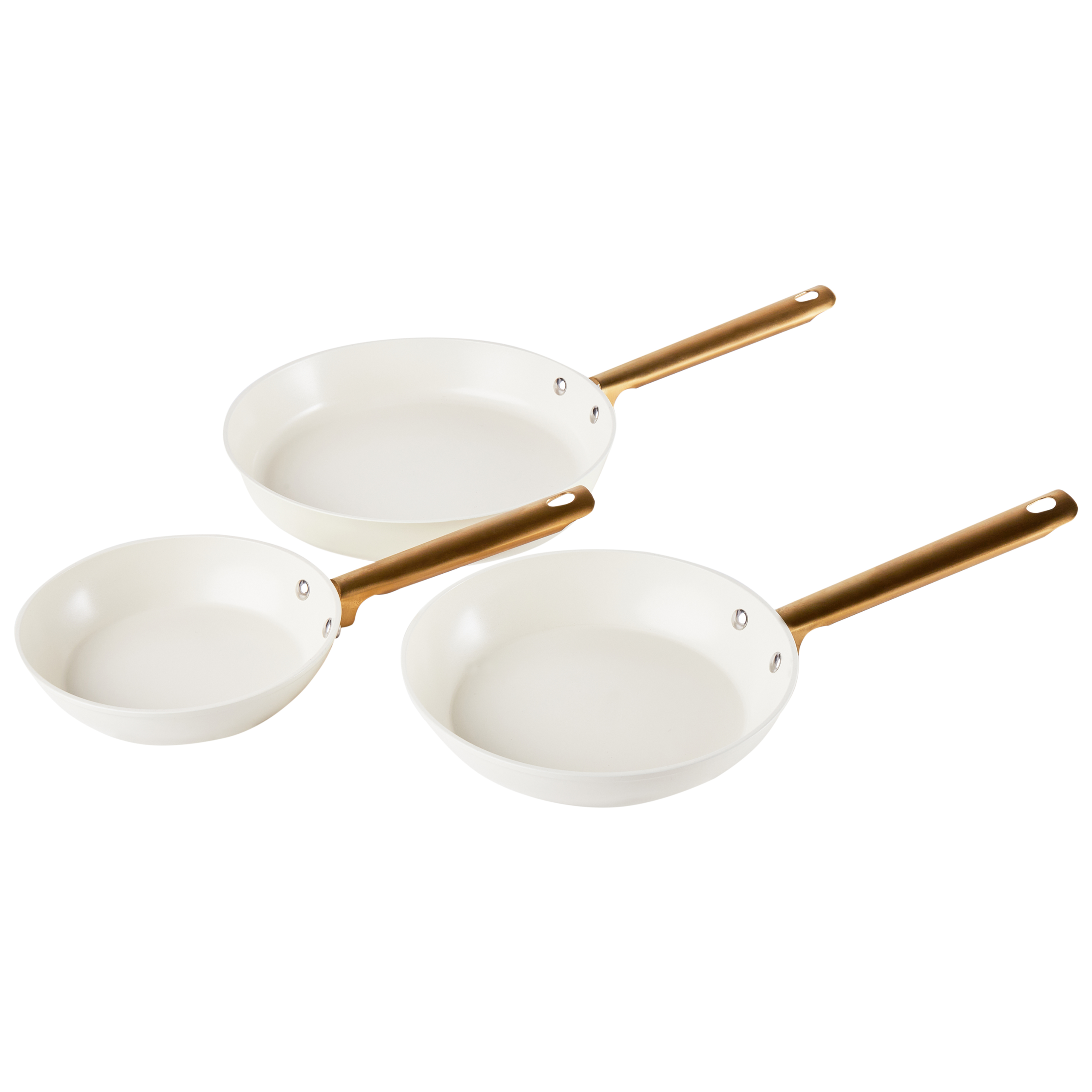 Set med 3 stekpannor ELITE PRO Off-White