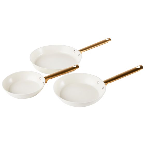 Set med 3 stekpannor ELITE PRO Off-White