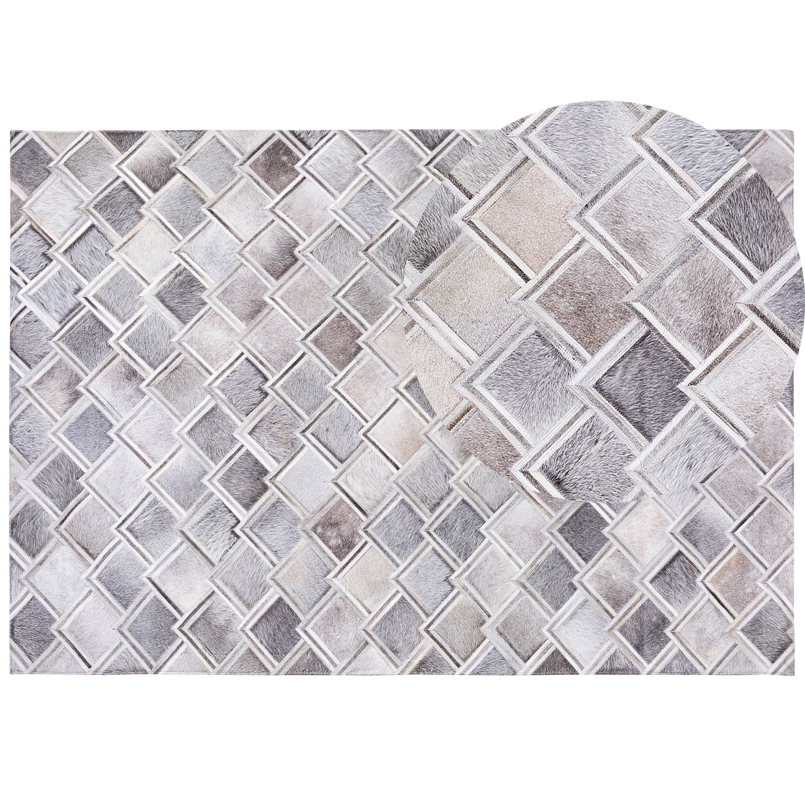 Matta AGACLI Grå 160 x 230 cm Läder
