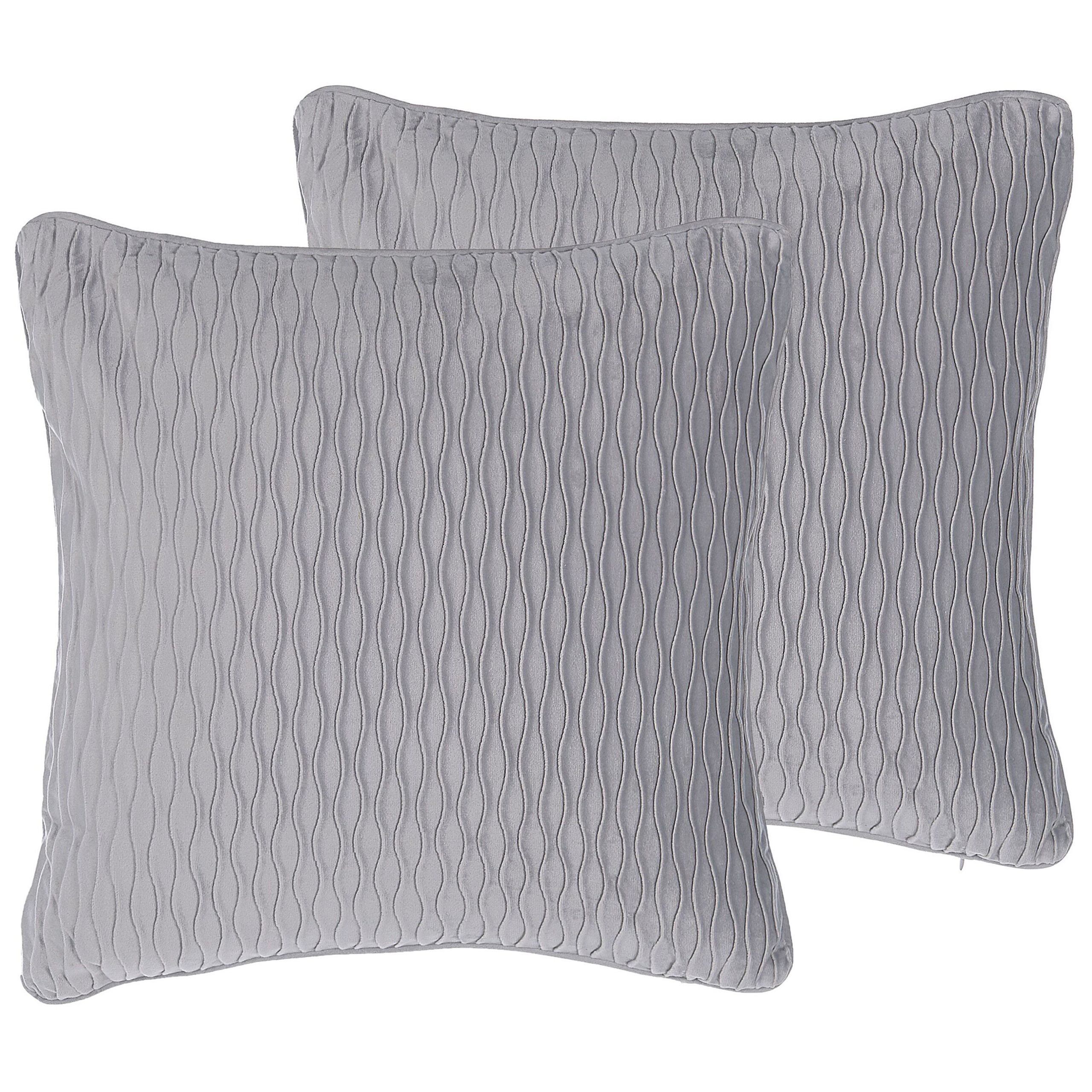 Set med 2 prydnadskuddar MOTARI 45 x 45 cm Sammet Grå Geometriskt tryck