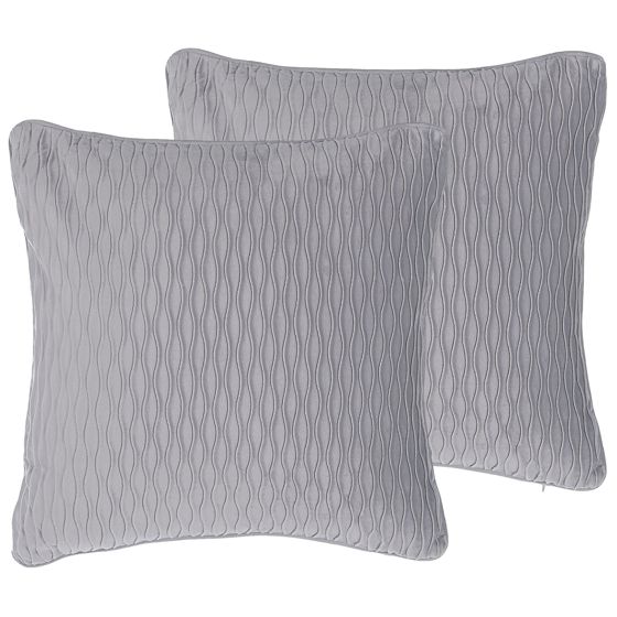 Set med 2 prydnadskuddar MOTARI 45 x 45 cm Sammet Grå Geometriskt tryck