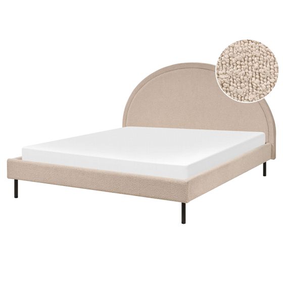 Säng med lamellram Bouclé MARGUT 160 x 200 cm Beige