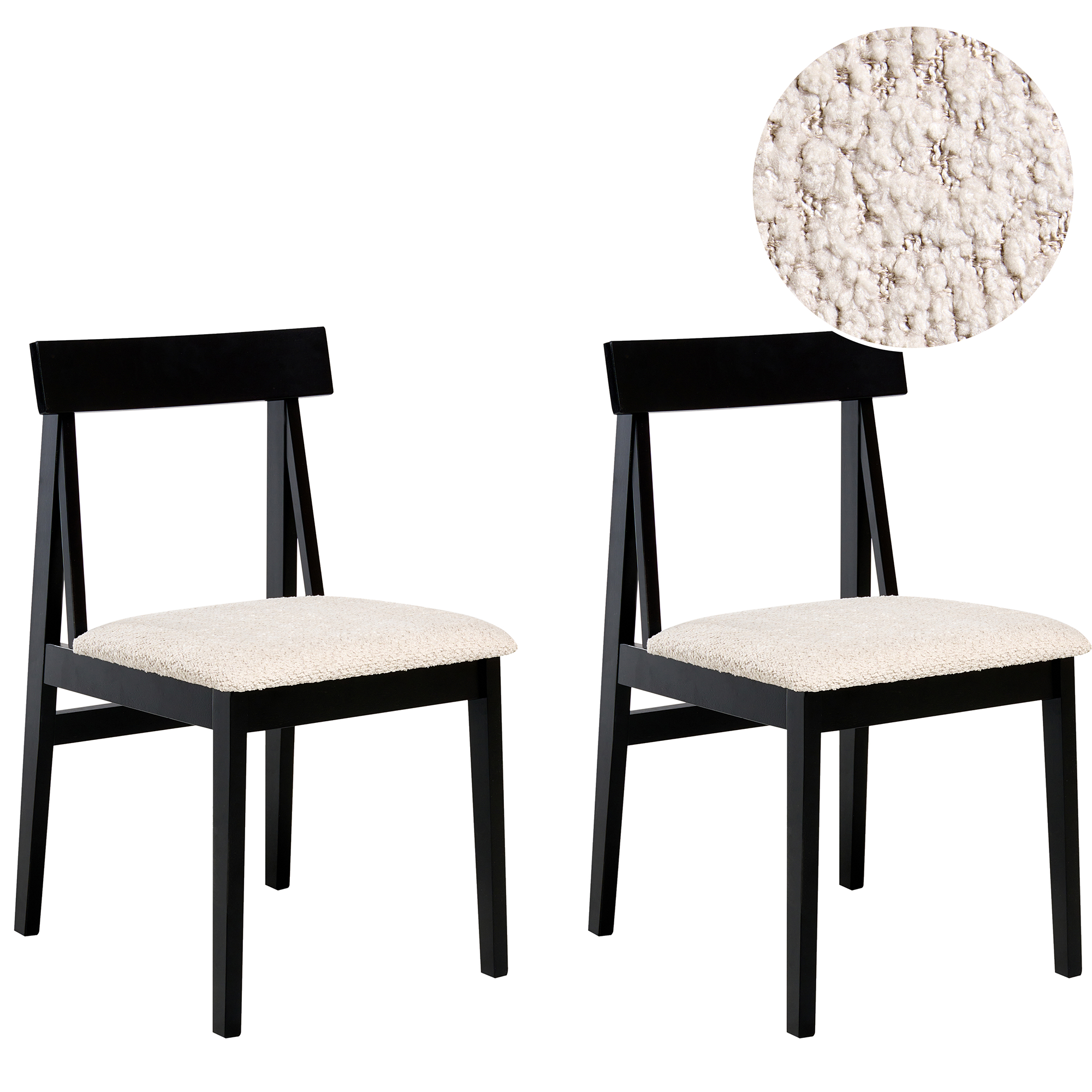 Set med 2 matstolar ISLE Trä Svart/ Beige