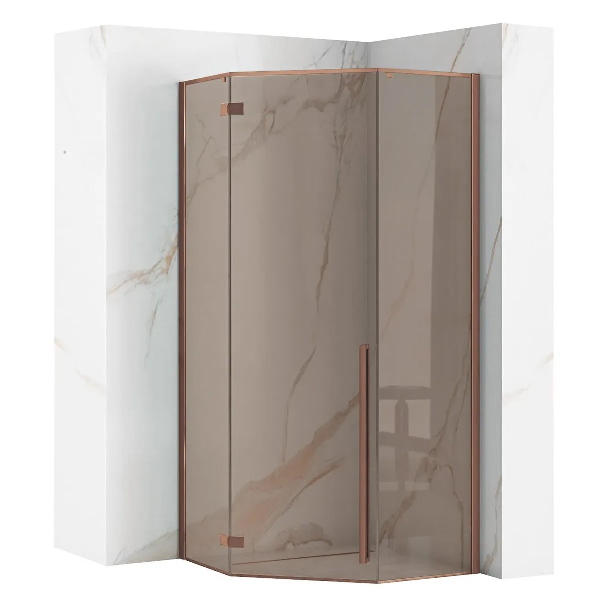 REA Duschkabin DIAMOND 90X90 Borstad Koppar, 90x90x195cm