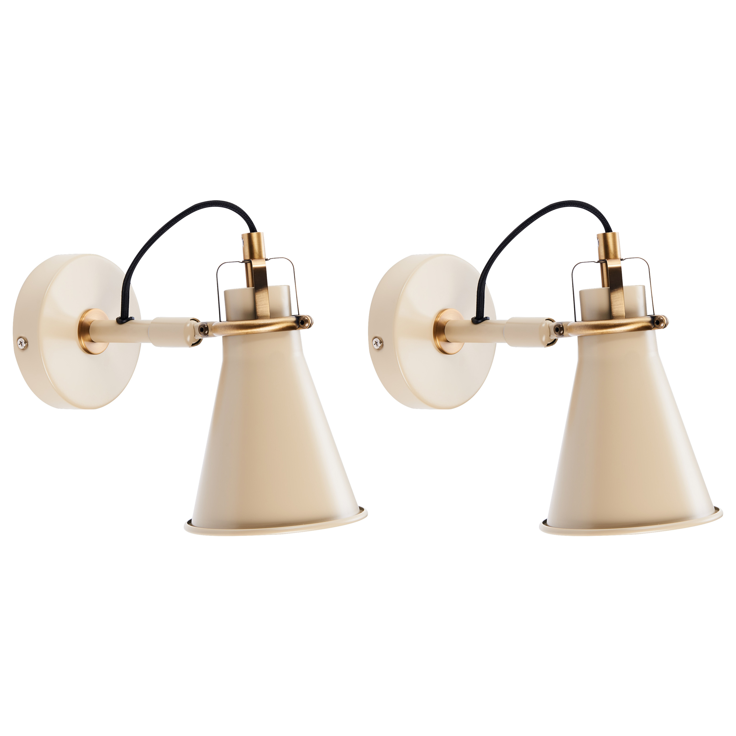 Set med 2 vägglampor MOYOLA Justerbar Metall Beige