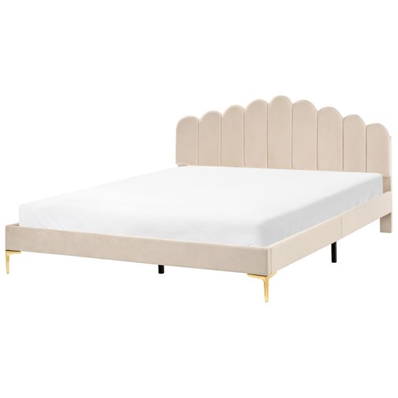 Säng med lamellram Sammet SAUVIAN 180 x 200 cm Beige