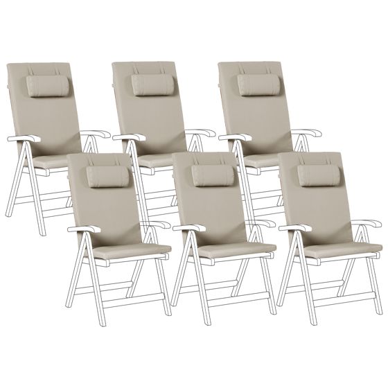 Set med 6 rygg-/sittdynor JAVA/AMANTEA PREMIUM 50 x 71 cm Taupe
