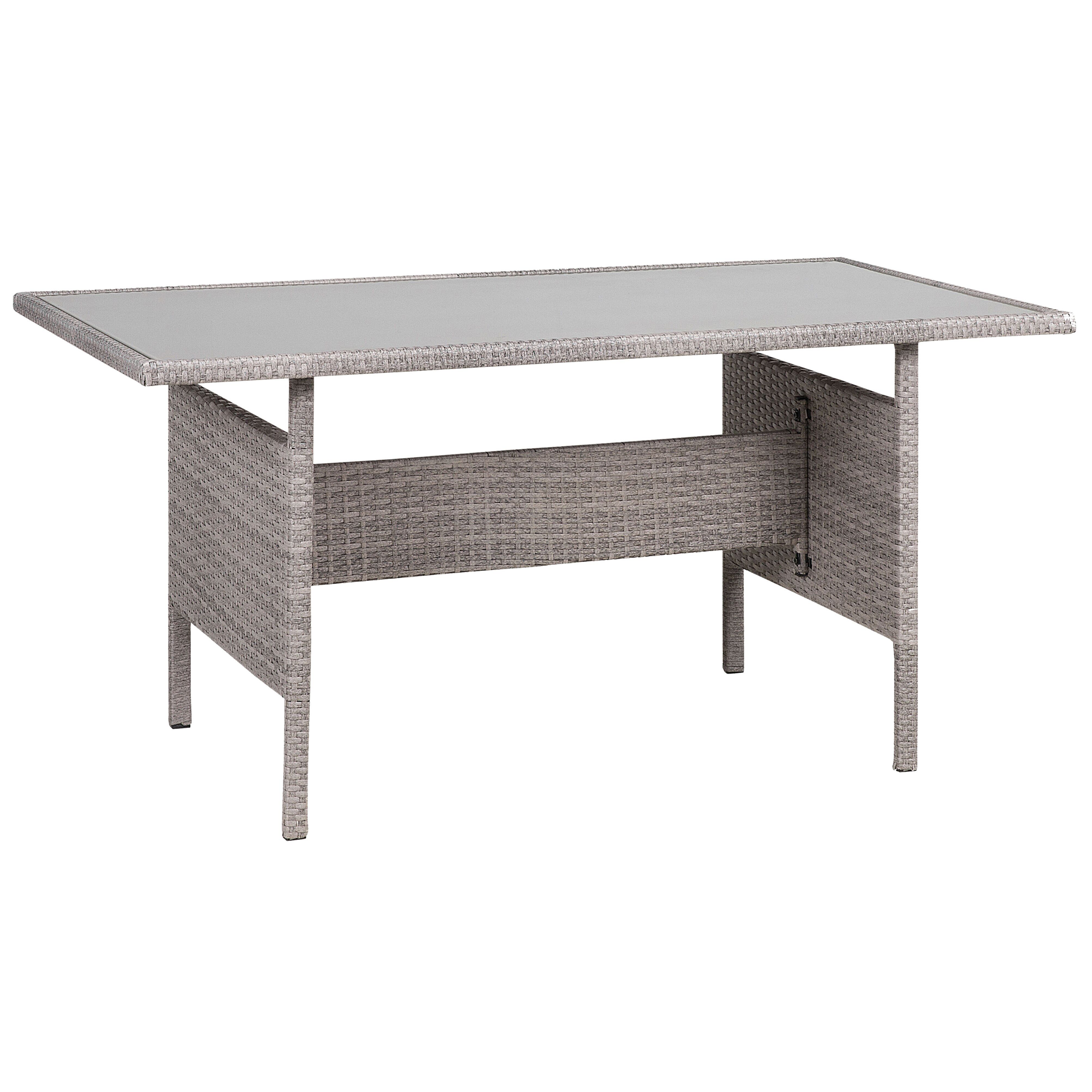 Trädgårdsmatbord VITERBO 145 cm 80 cm Glas Ljusgrå