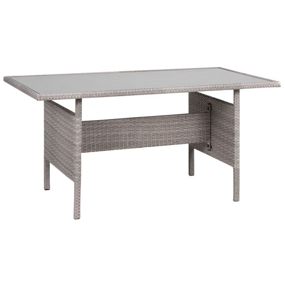 Trädgårdsmatbord VITERBO 145 cm 80 cm Glas Ljusgrå