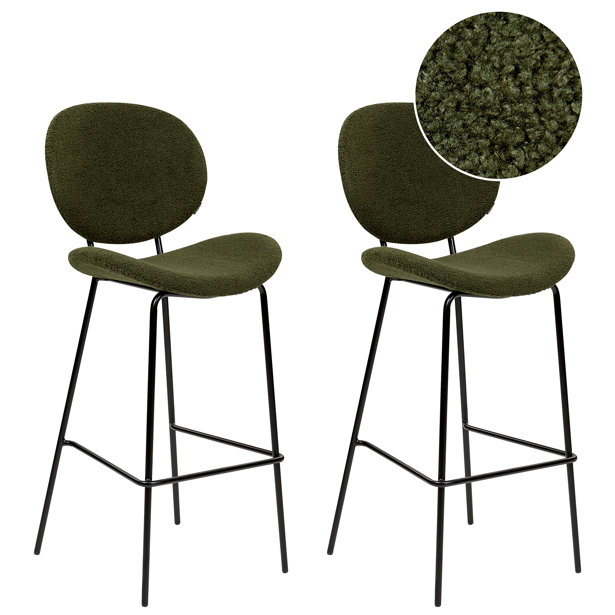 Set med 2 barstolar LUANA Bouclé Mörkgrön
