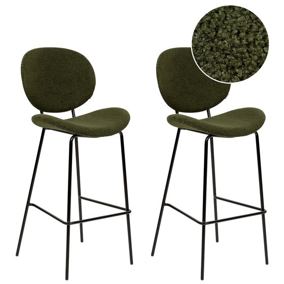 Set med 2 barstolar LUANA Bouclé Mörkgrön