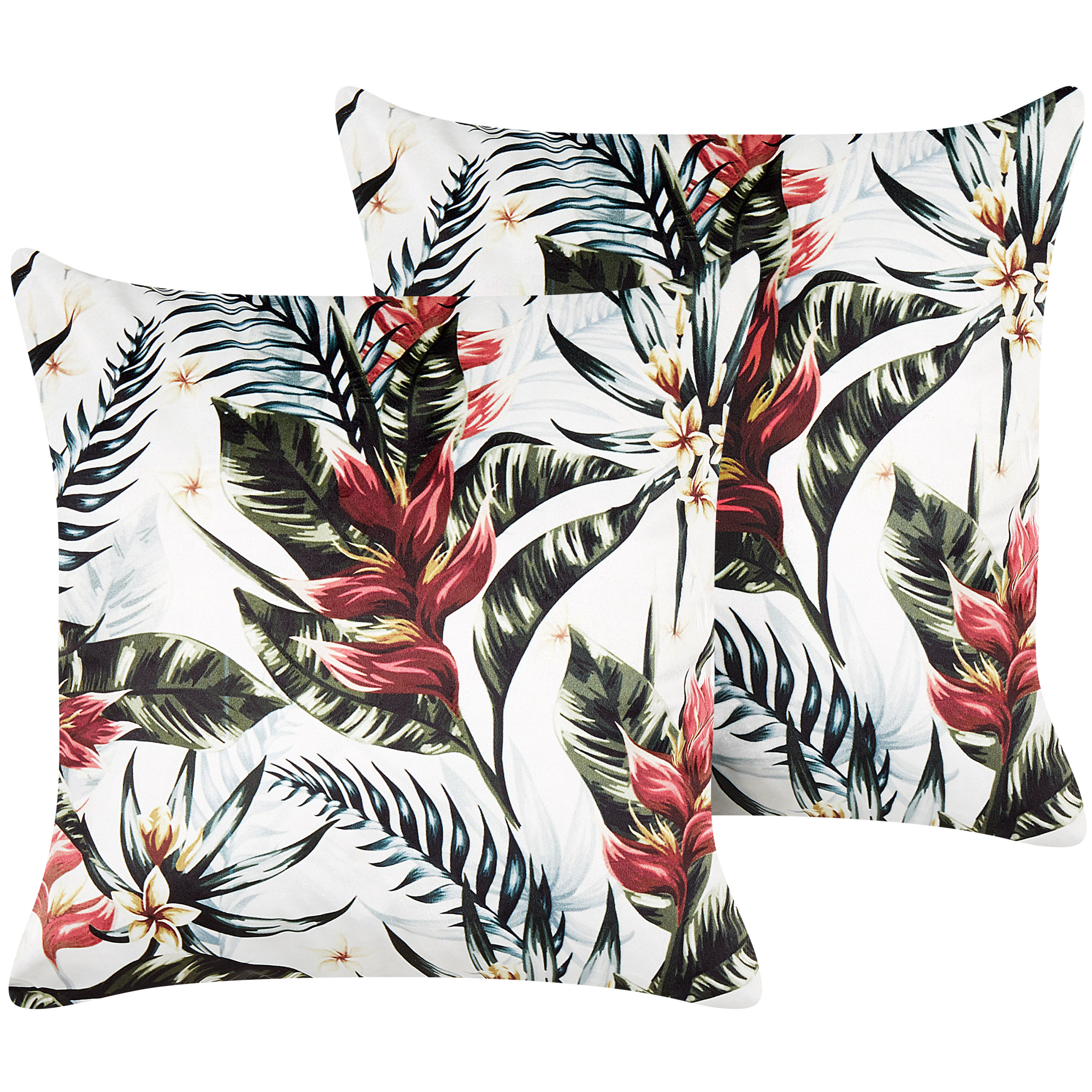 Set med 2 prydnadskuddar EDELWEISS 45 x 45 cm Sammet Flerfärgad Växtmotiv