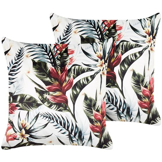 Set med 2 prydnadskuddar EDELWEISS 45 x 45 cm Sammet Flerfärgad Växtmotiv