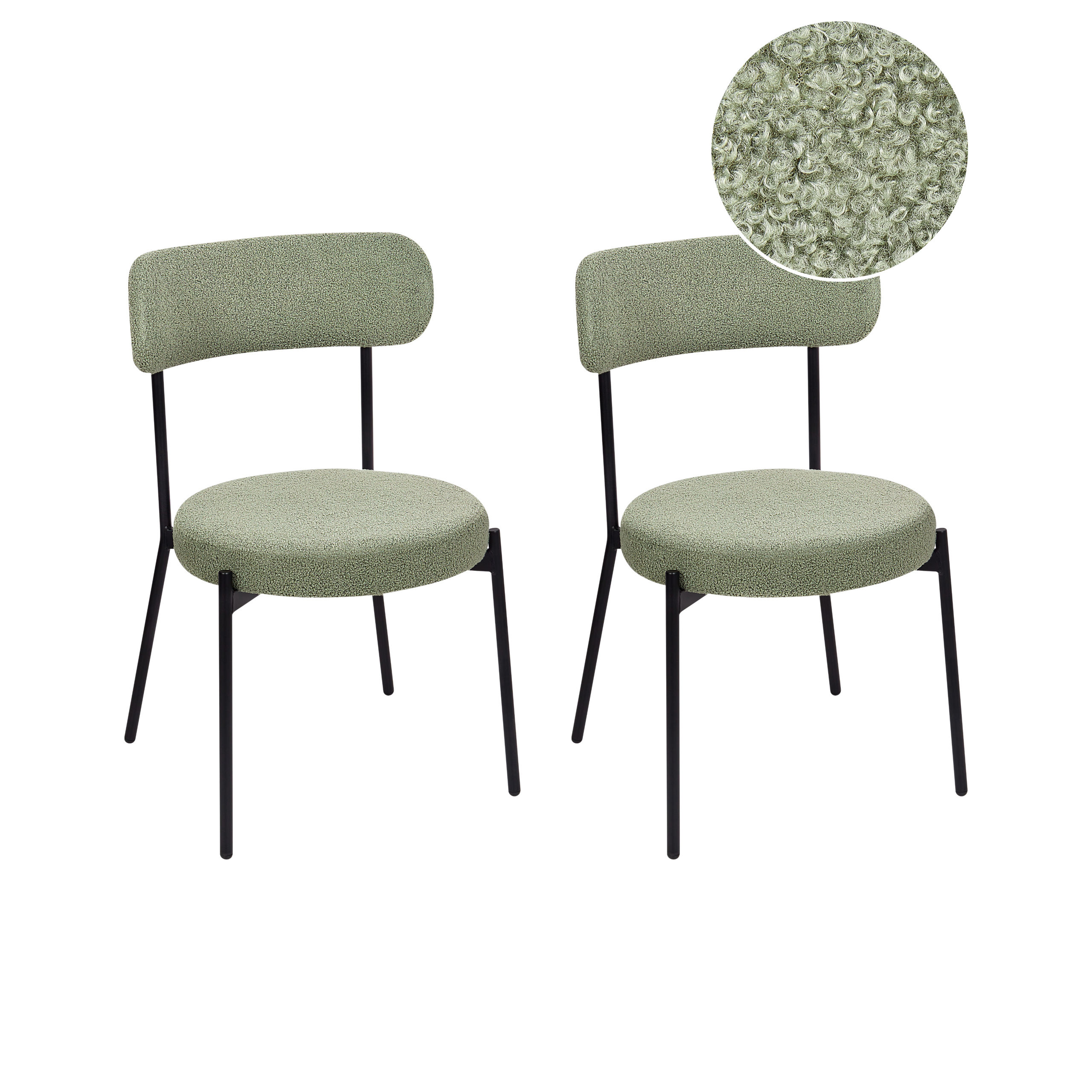 Set med 2 matstolar ALLISON Bouclé Ljusgrön