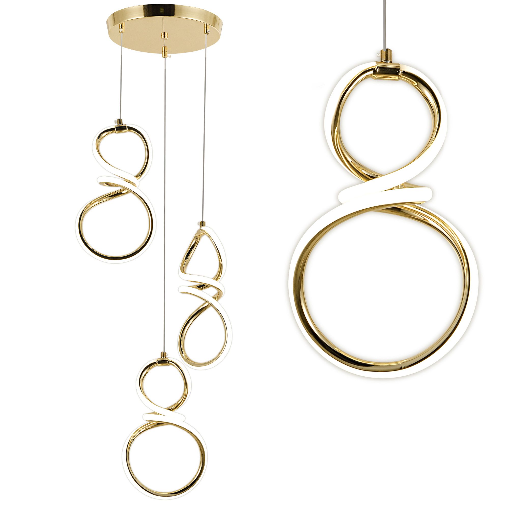 TOOLIGHT hängande taklampa G073-3CPR LED Guld 132,5x17,5x29,5cm