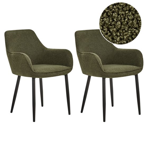 Set med 2 matstolar ALDEN Bouclé Mörkgrön