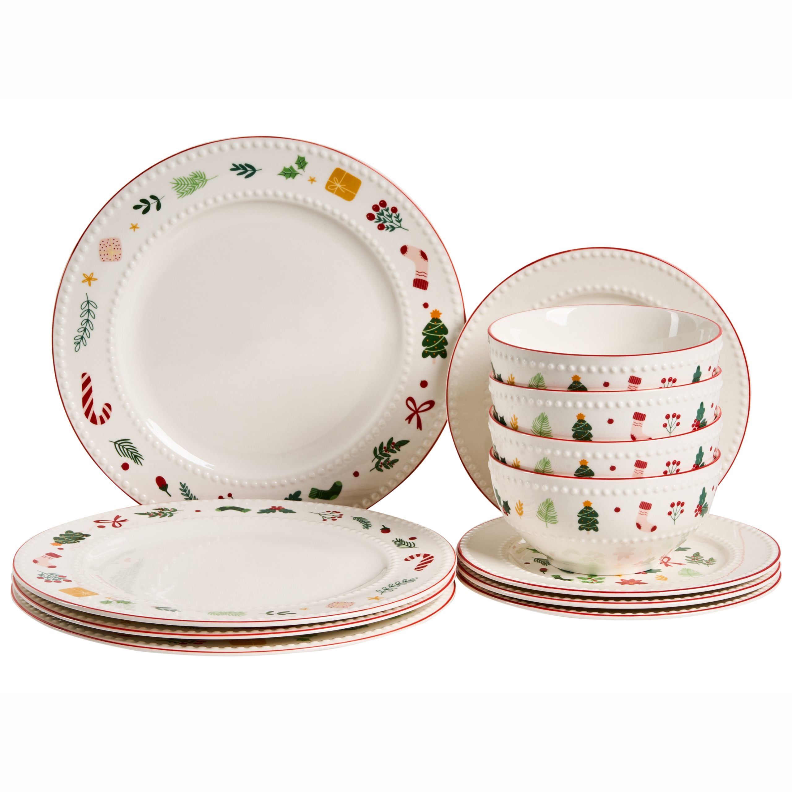 Set med 12 matserviser SAFFRON Porslin Vit