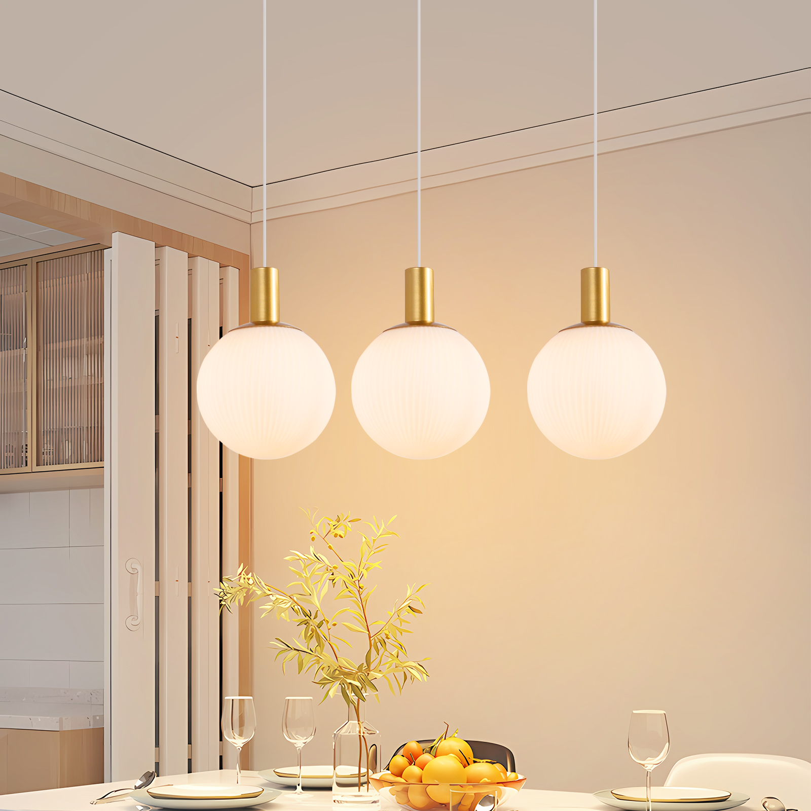 NETTLIFE pendellampa, E27 gyllene, pendellampa, 3 ljushöjdsjusterbar, modern, pendellampa