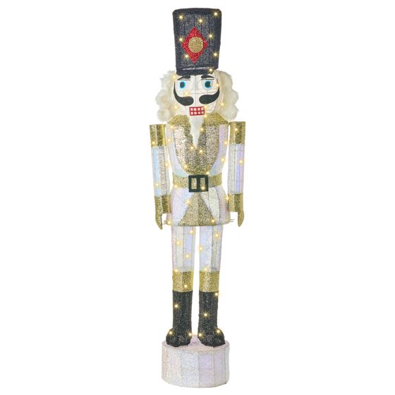 Utomhusdekoration LED STOROVAN 152 cm Nötknäckare Vit/ Guld