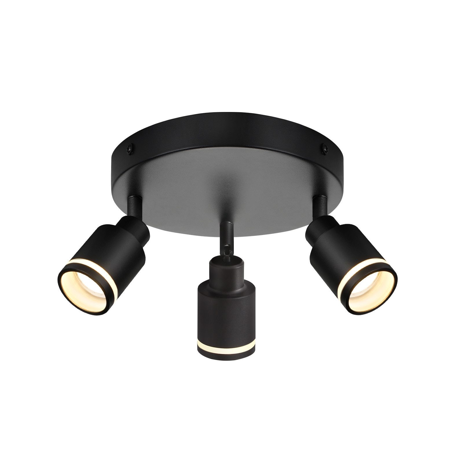 NETTLIFE Svarta takspotlights 3 lågor GU10 justerbar metall 355° justerbar innerbelysning, utan glödlampa