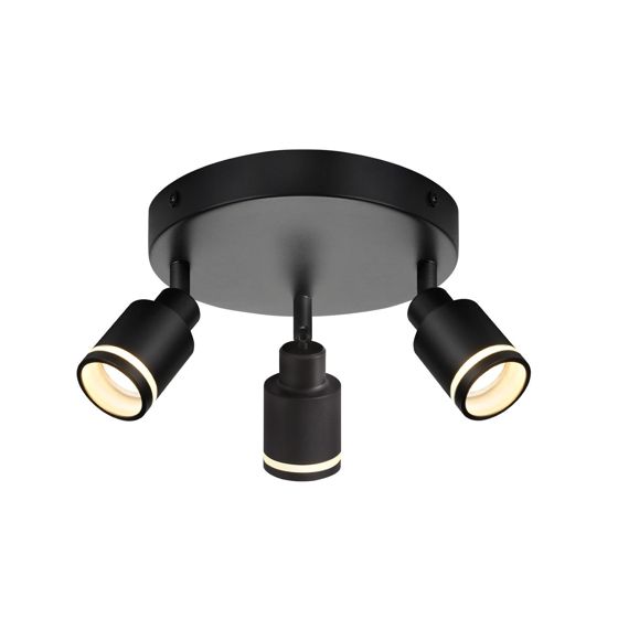 NETTLIFE Svarta takspotlights 3 lågor GU10 justerbar metall 355° justerbar innerbelysning, utan glödlampa
