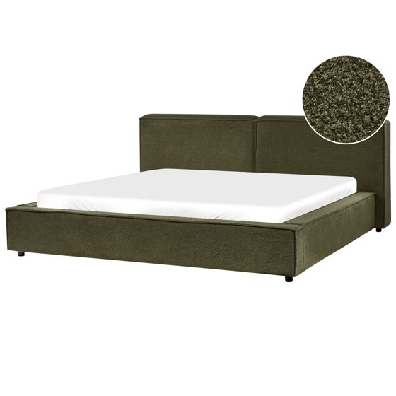 Säng med lamellram Bouclé LINARDS 180 x 200 cm Mörkgrön