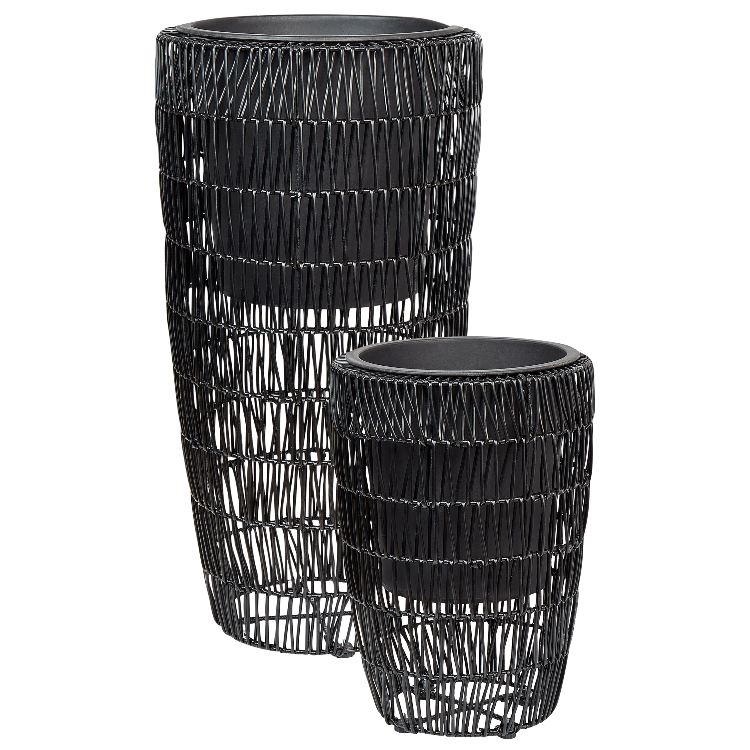 Set med 2 växtkrukor CHELONE 26/34 cm Konstrotting Svart