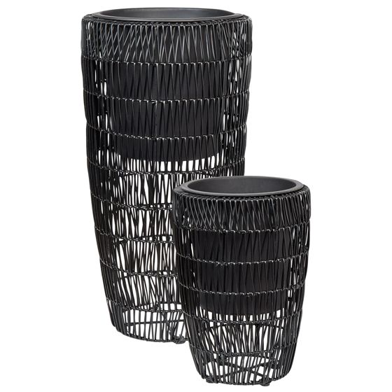 Set med 2 växtkrukor CHELONE 26/34 cm Konstrotting Svart