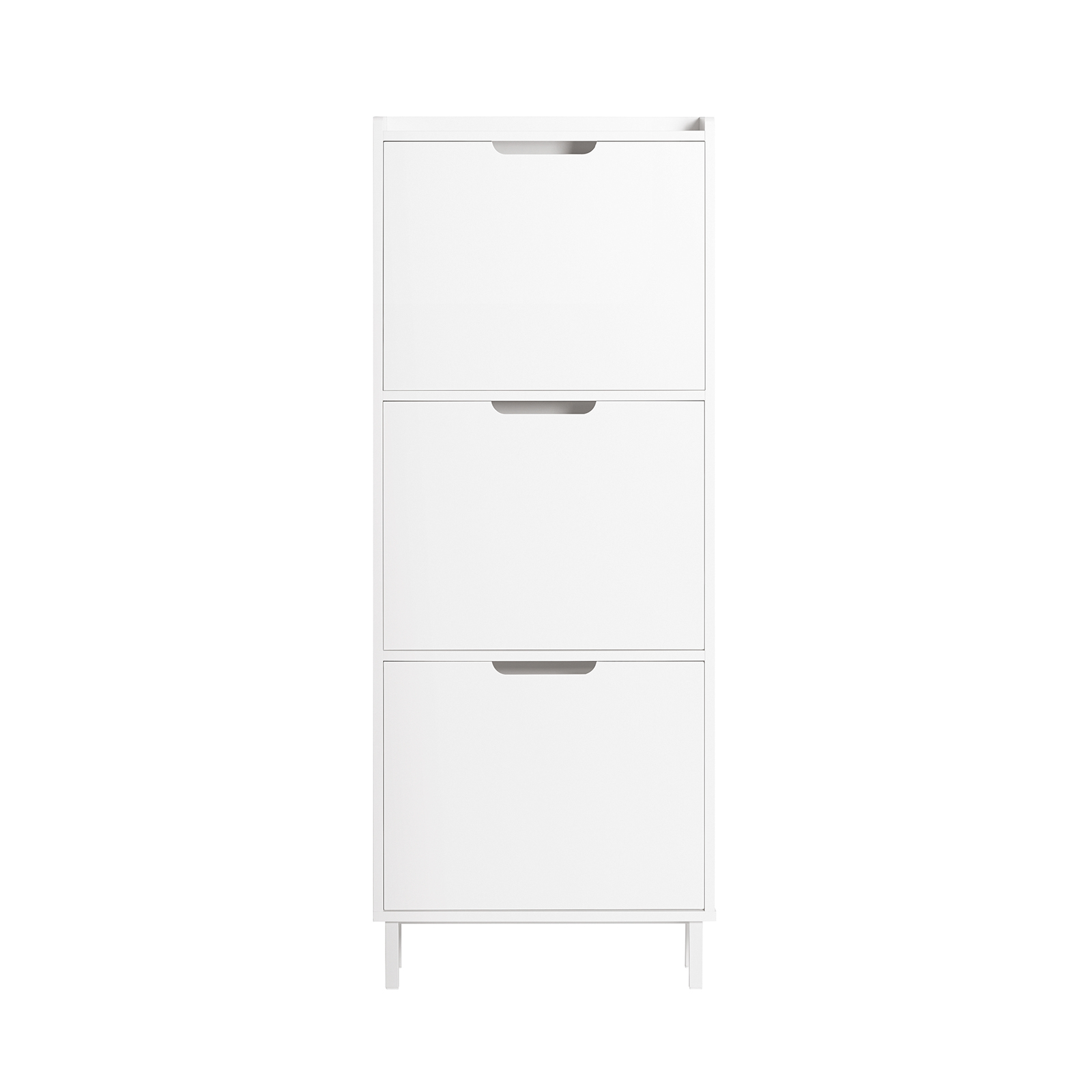 Sobuy skoskåp smalt hög-smalt personal 3 fack skhyll okförvaring-shoe skåp 6 par, stabil MDF-metall, för hall, modern vit, modell FSR151-H-W