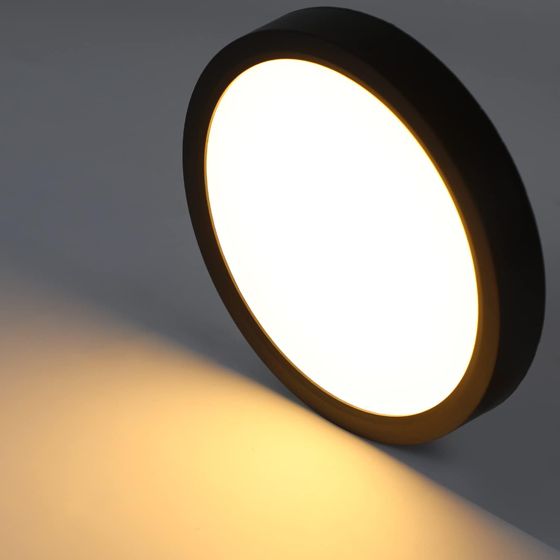 NETTLIFE LED - taklampa, platt Taklampa, sovrumslampa, Ø22 cm Badrumslampa, svart, 15W, IP44