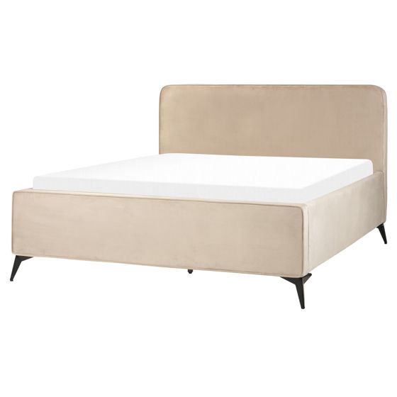 Säng med lamellram Sammet VALOGNES 160 x 200 cm Taupe