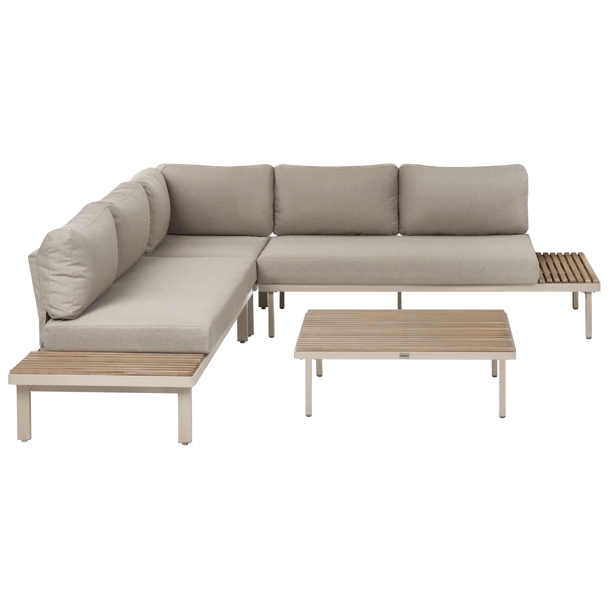 Trädgårdshörnsoffa med bord 5-sits FIVIZZANO Akaciaträ Beige