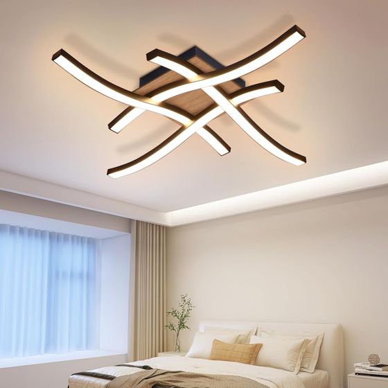NETTLIFE LED - taklampa, 24W trä, 3000K, varmvit, modern, design, svart, metall