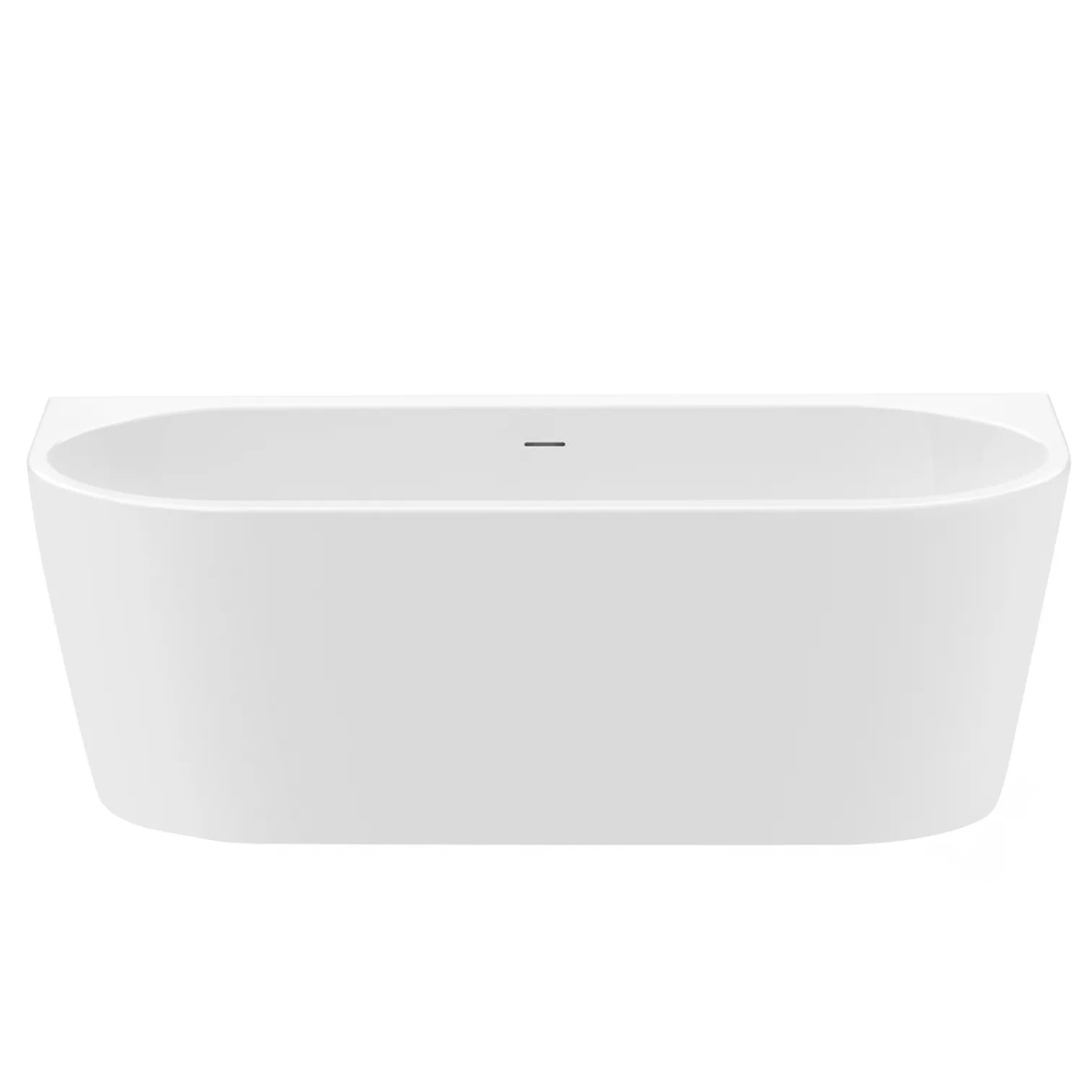 REA Fristående Badkar För Väggplacering Olimpia 150 med svart badkarspropp Vit, 150x74,5x58cm