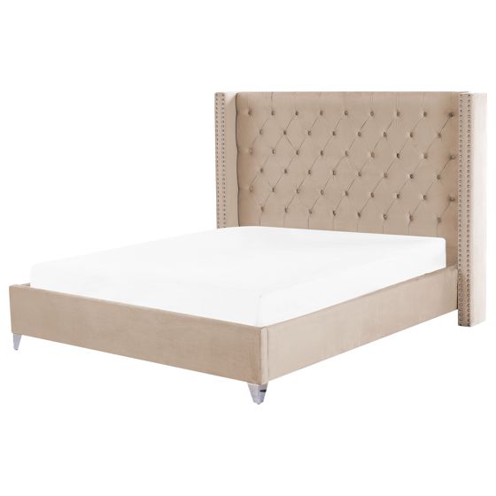 Säng med lamellram Sammet LUBBON 180 x 200 cm Beige