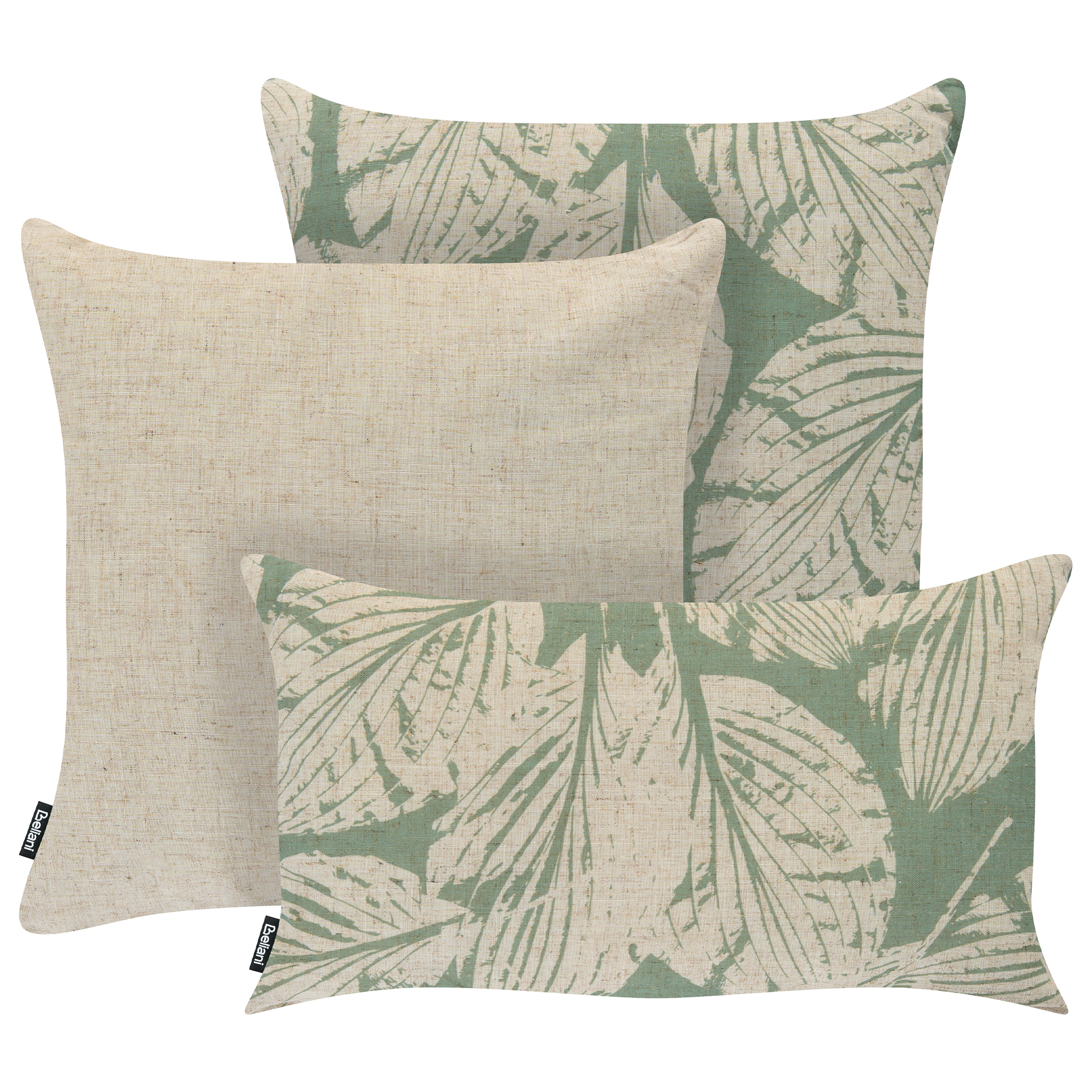 Set med 3 utomhusdynor ARENARIA Abstrakt tryck 45 x 45 cm Beige/ Grön
