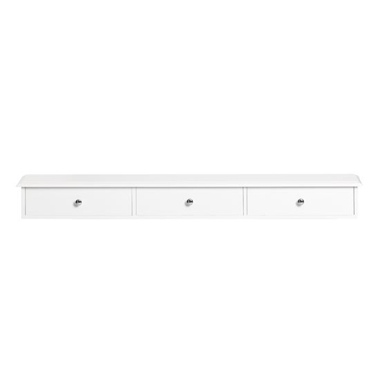 SoBuy Väggmonterad Hylla med 3 Lådor – Modern Flytande Vägghylla för Sovrum, Hall & Vardagsrum, Vit W94 x D15 x H10cm FRG43-L-W