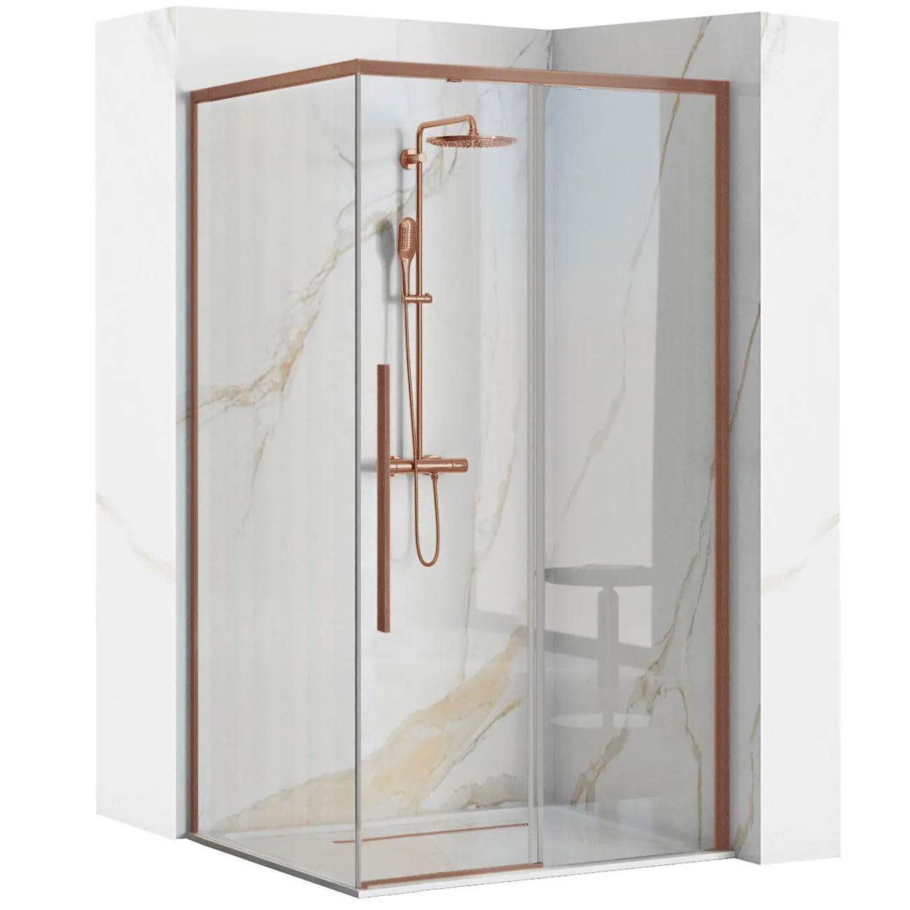 REA Duschkabin SOLAR 90X90 Borstad Koppar, 89x88,5x195cm