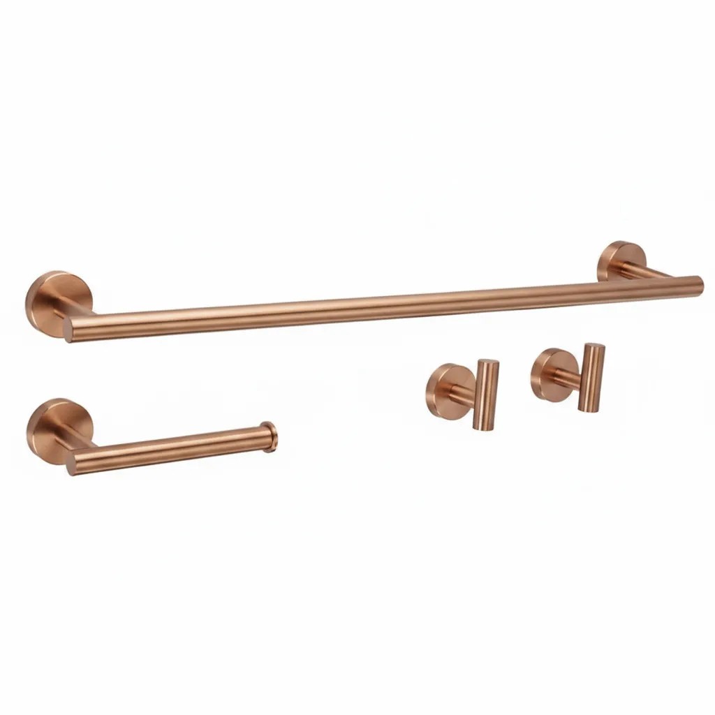 REA Set Med Badrumskrokar ARI 4 pieces Borstad Koppar, 60x8x5cm