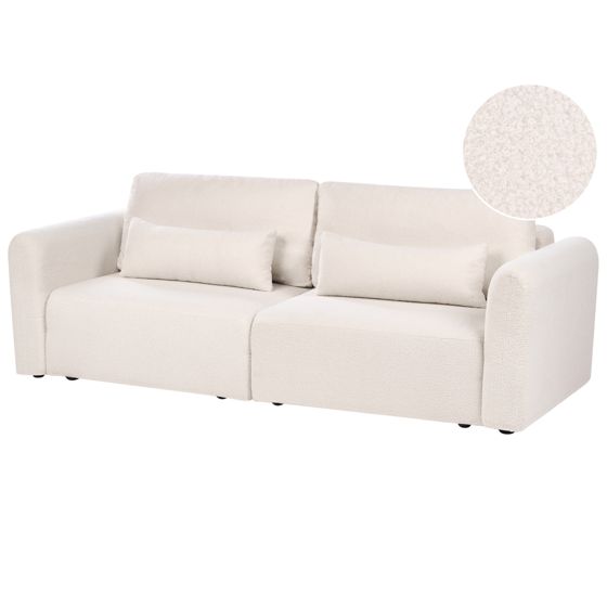 Bäddsoffa 3-sits VAXHOLM med förvaring Bouclé Ljusbeige