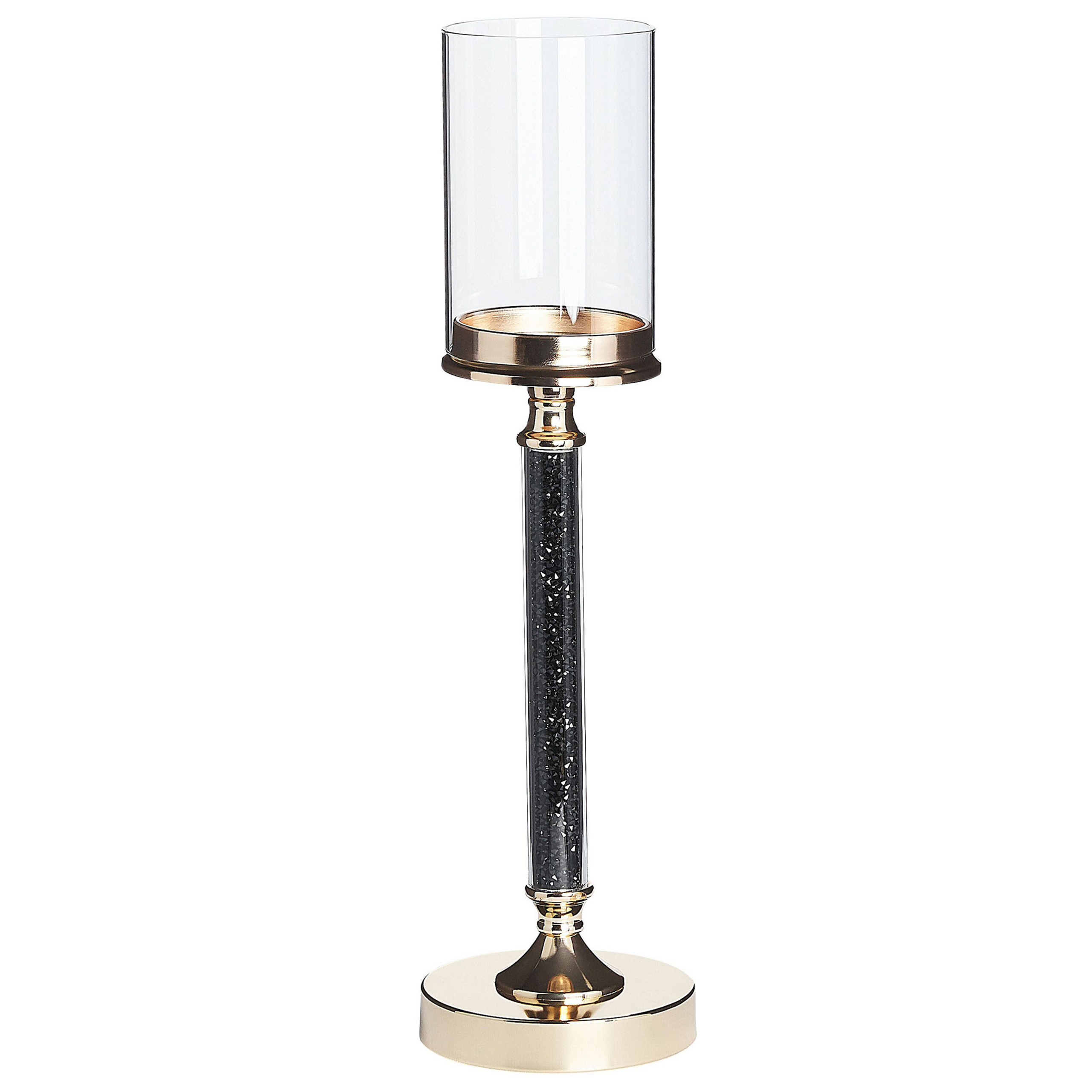 Ljusstake ABBEVILLE 48 cm Glas Svart