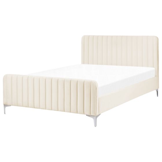 Säng med lamellram Sammet LUNAN 140 x 200 cm Ljusbeige