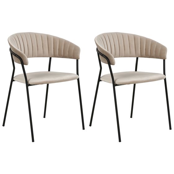 Set med 2 matstolar MARIPOSA Sammet Taupe