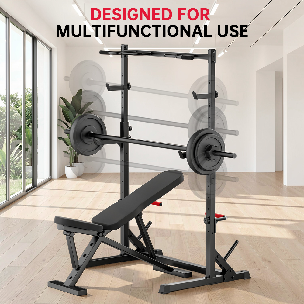 Squat rack TZ3001 med chinupstång justerbar höjd 300 kg stål för hemmakraftsport