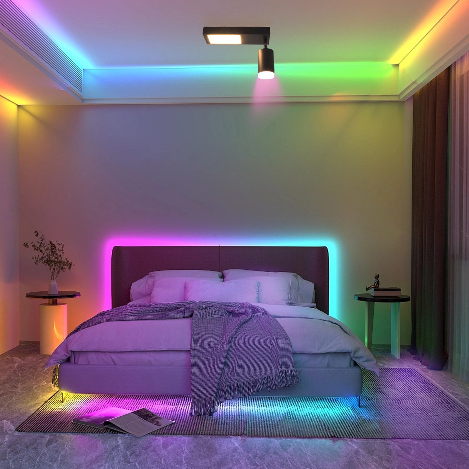 NETTLIFE Takspotlight 1 lampa GU10 för sovrum 3000k 20W kökslampa svart varmvit justerbar