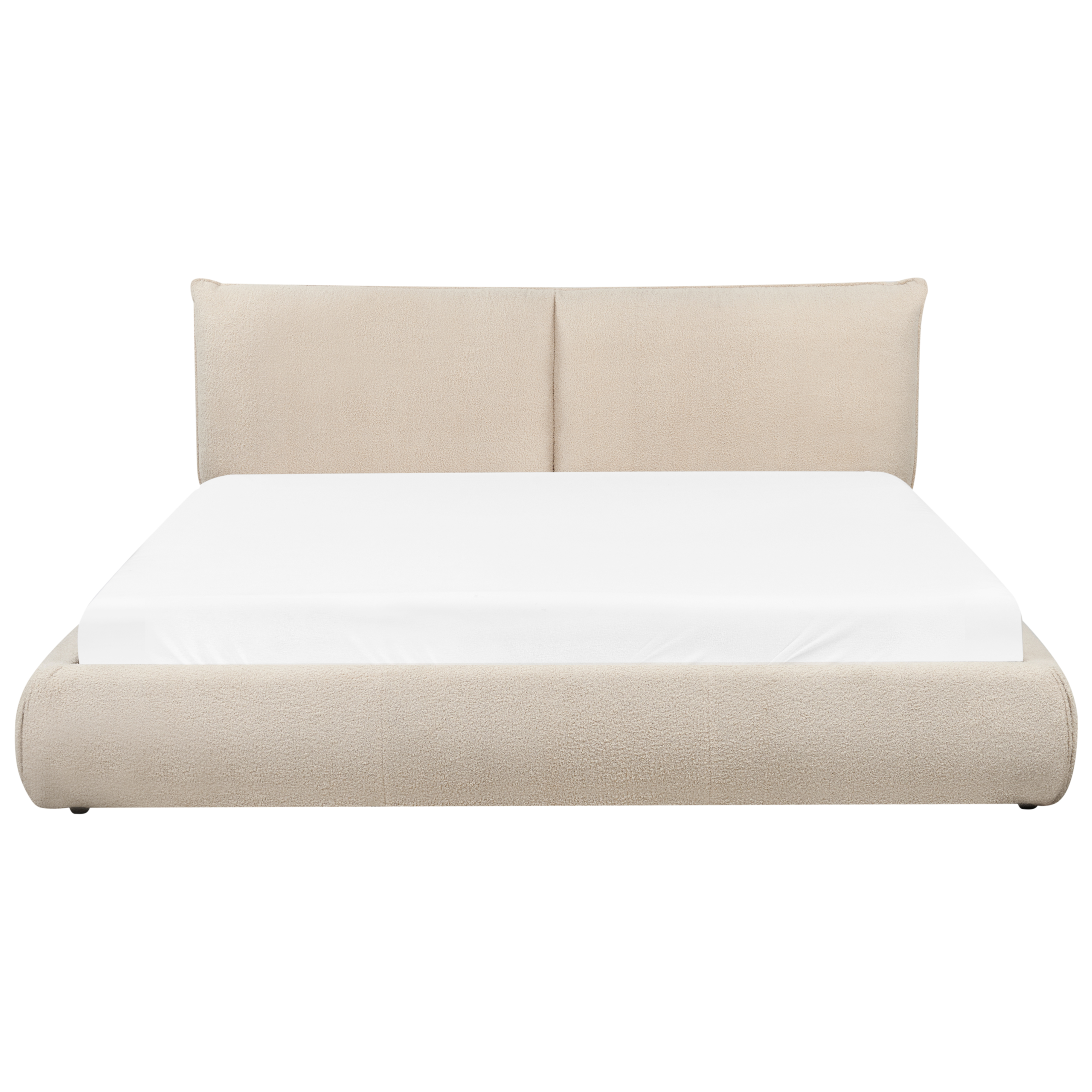 Säng med lamellram Bouclé VINAY 180 x 200 cm Ljusbeige
