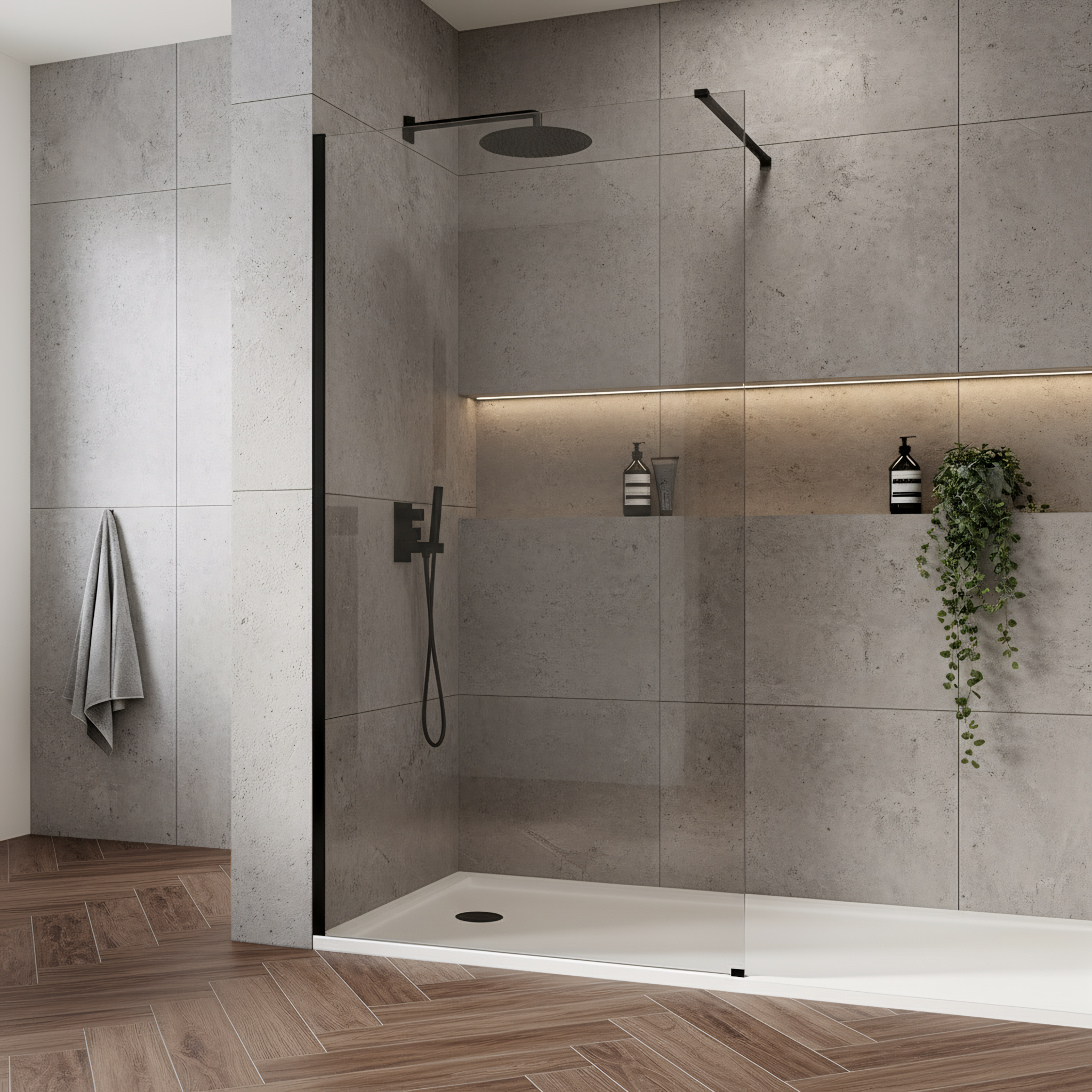 REA Duschvägg Flexi Transparent 90 Svart, 120x90x195cm