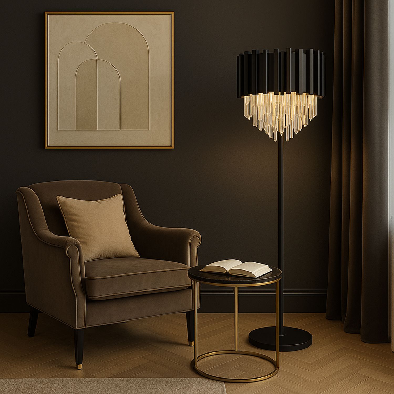 Toolight Golvlampa APP1715-3F Svart 34x34x153cm