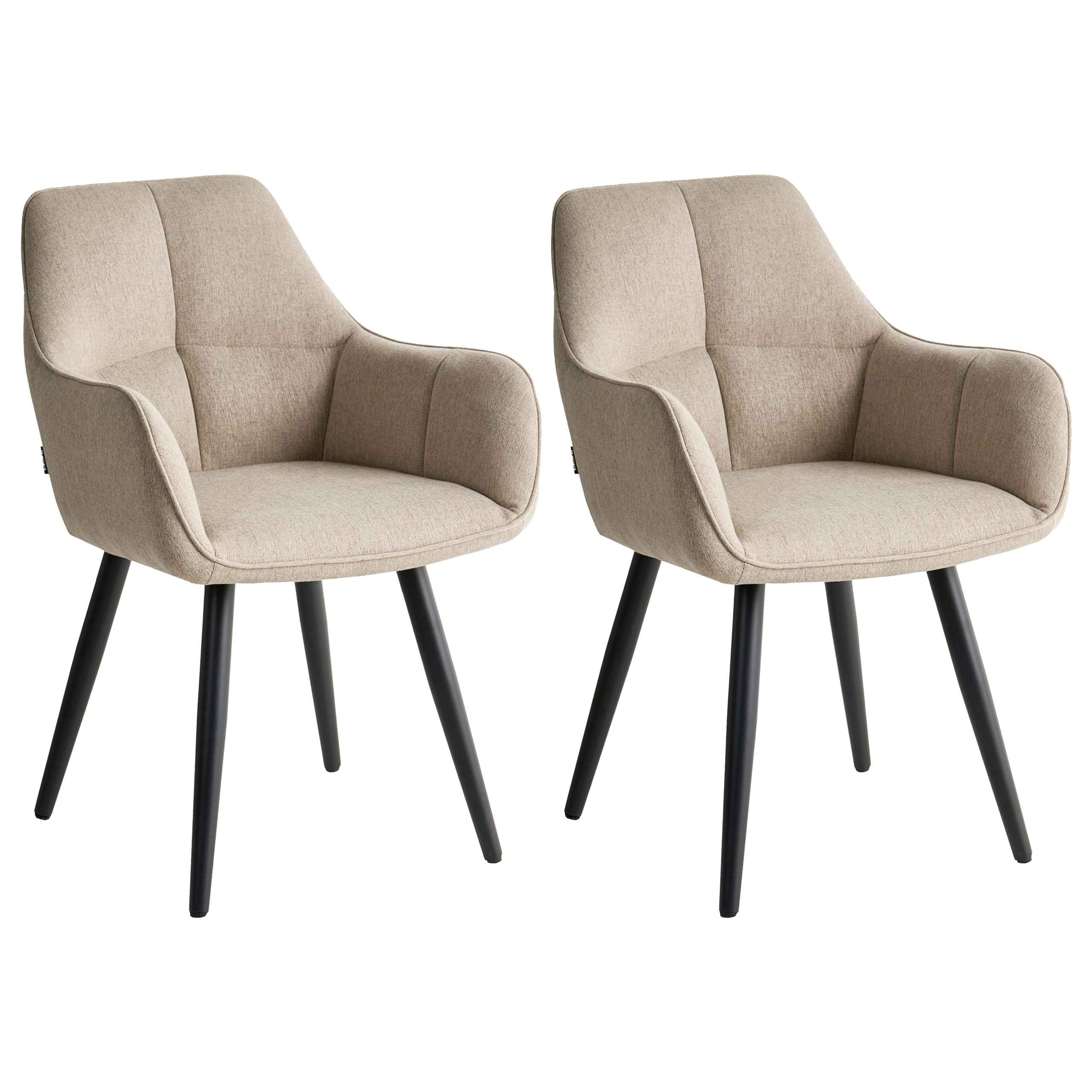 Set med 2 matstolar TIRANO Konstlinne Beige